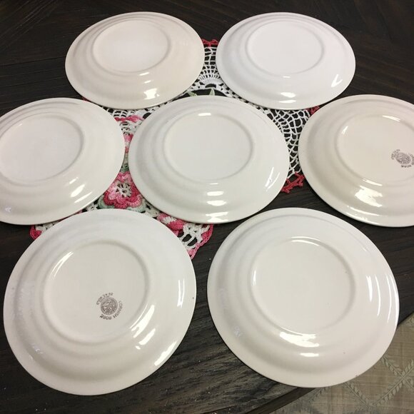 Seven Vintage Cornish Rose 22KT Gold Georgian Fine China Dessert Plates - Picture 5 of 16